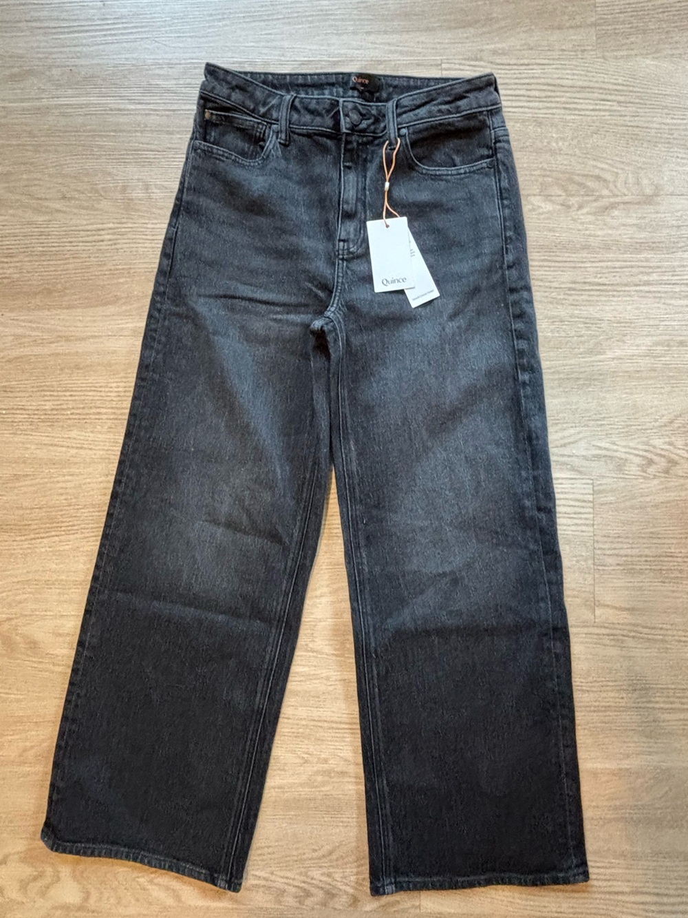NWT Quince Women’s Size 29 Bella Stretch Relaxed Straight Jeans Charcoal Black